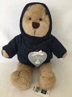Baby Gap 13" BRANNAN BEAR PLUSH Share The Warmth Blue GAP Coat Tan Brown NEW NWT